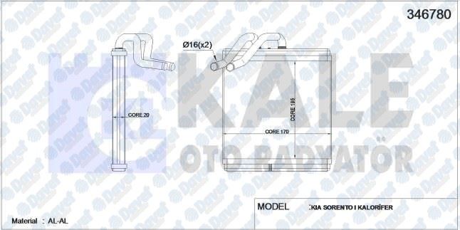 KALE 346780 Kalorifer Radyatoru Hyundai Sorento I (Al/Brz)